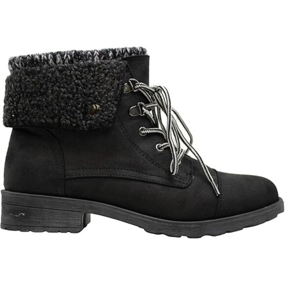 White Mountain Womens Sandro Faux Leather Closed Toe Ankle Combat Boots Black 7M - Picture 6 of 7
